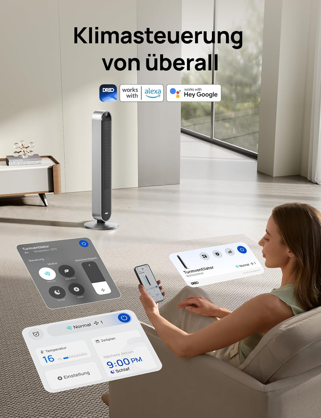 Ventilador de torre inteligente DREO muy silencioso, ventilador oscilante de 120° con refrigeración, ventilador de pie de 25 dB con control remoto para dormitorio, 12 velocidades, 4 modos, temporizador de 12 horas, Pilot Max S