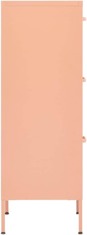 vidaXL Aparador Armario de almacenamiento Cómoda Alacena Armario de acero Estante Armario multiusos Librería Armario de pie Rosa 42,5x35x101,5 cm Acero