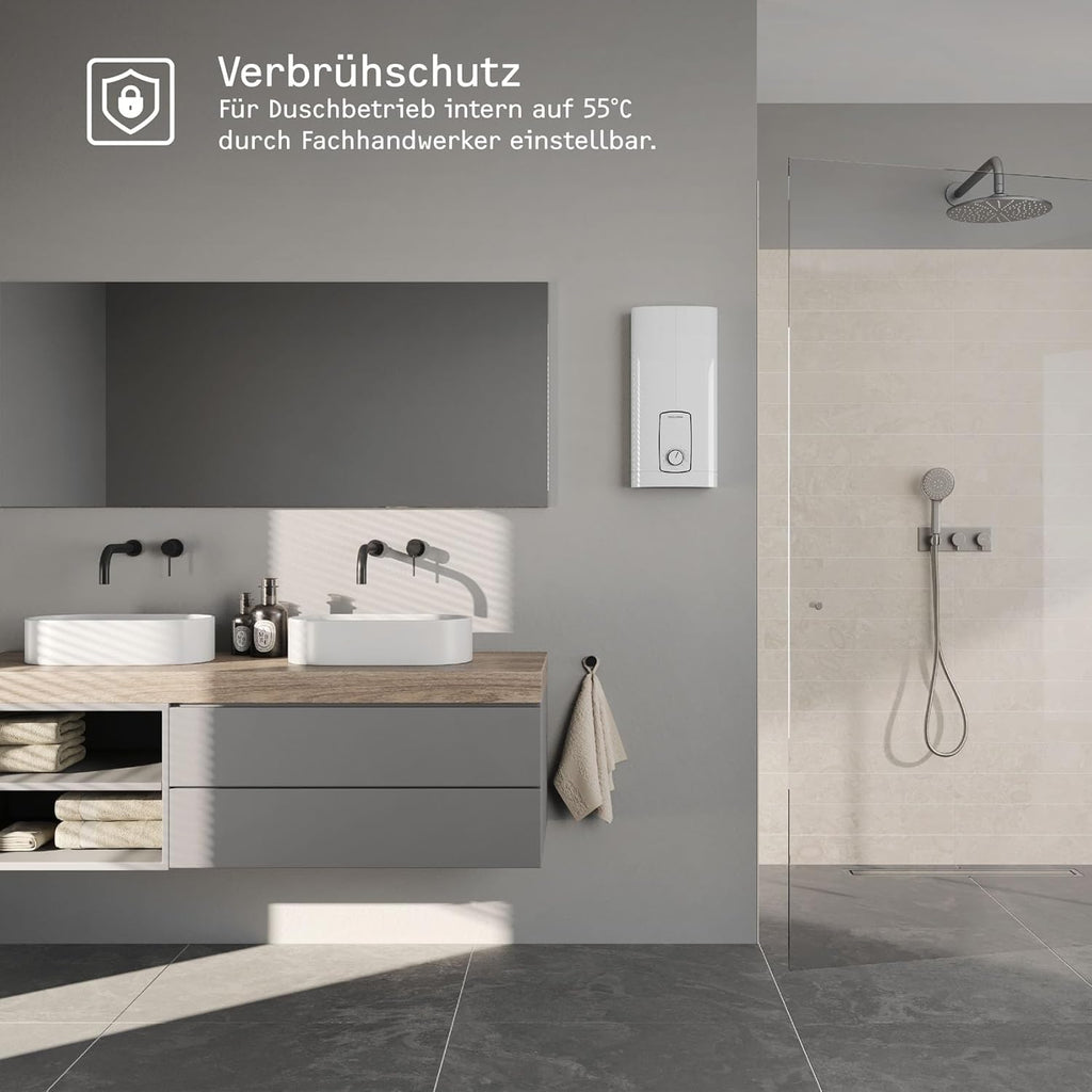 STIEBEL ELTRON Calentador de agua instantáneo electrónico de última generación DHB 27 ST Trend, especialmente eficiente energéticamente gracias a la tecnología 3i, selección de temperatura con precisión de grado, 204203