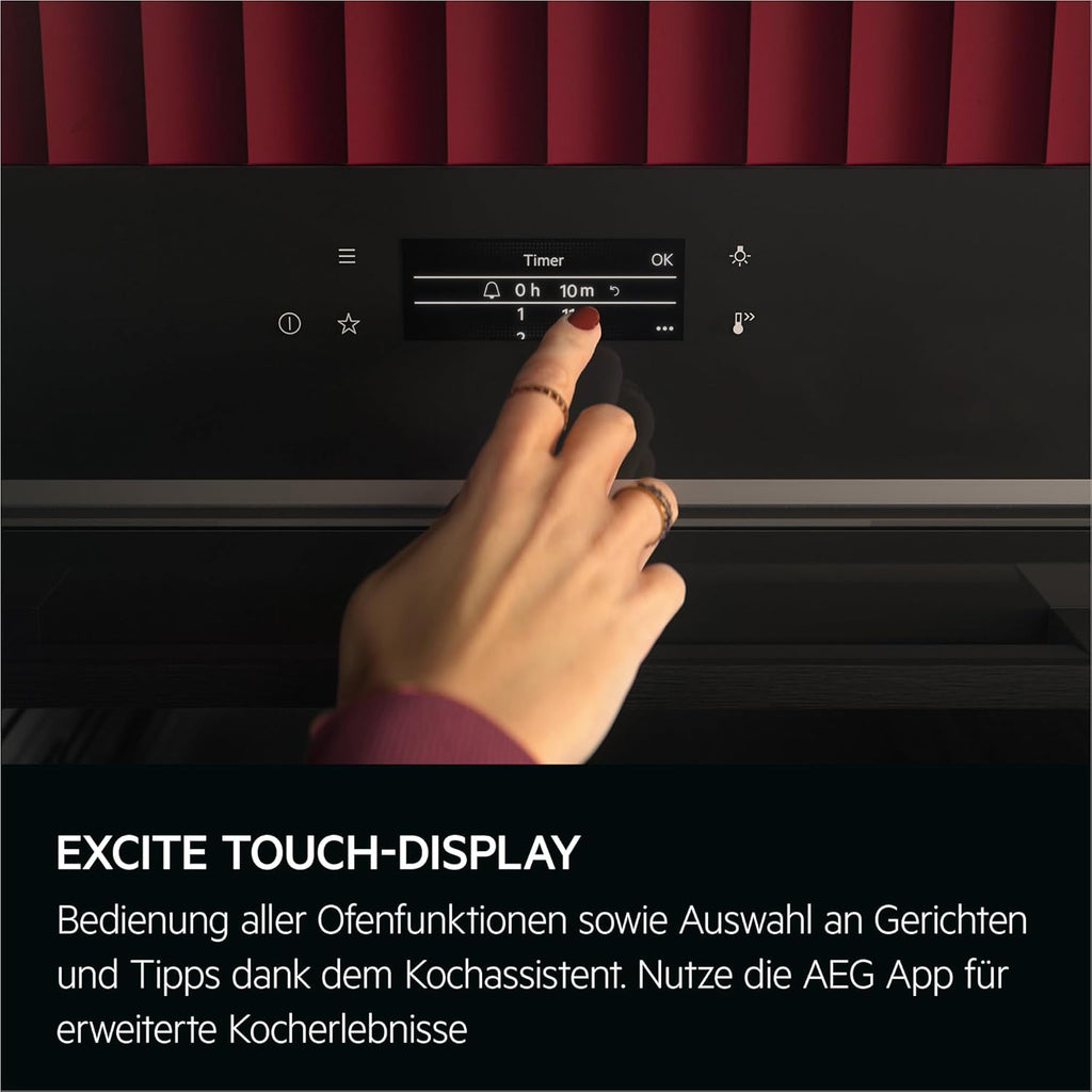 Horno empotrable AEG – Serie 5 Aire caliente circular: resultados de cocción uniformes en 3 niveles – Autolimpieza por pirólisis – 25 programas automáticos – Pantalla táctil LED – Calentamiento rápido – Negro – BPE53516AB