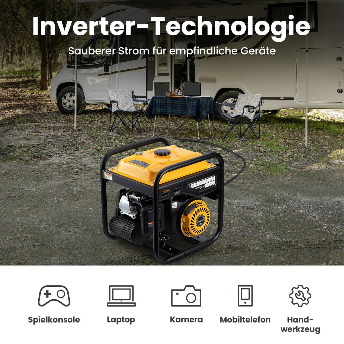 Generador inversor maXpeedingrods 3500W de gasolina 230V 4 tiempos 223cc, generador de emergencia portátil para garaje, taller y obra