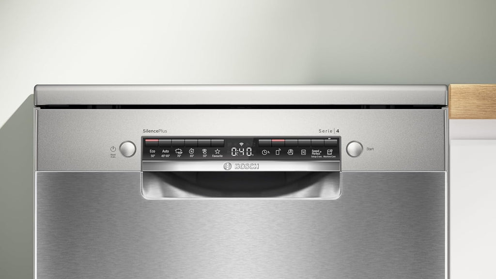 Bosch - Lavavajillas de libre instalación, 60 cm, Serie 4, Home Connect, Motor EcoSilence, Acero, SMS4EMI06E