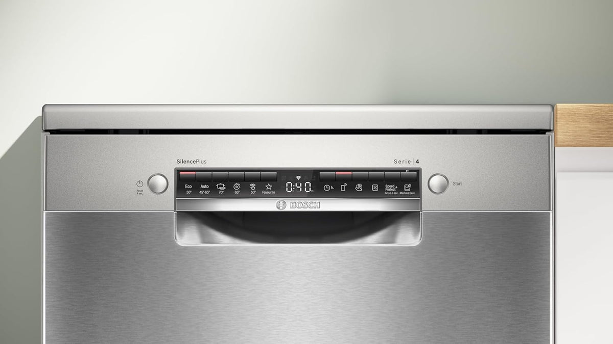 Bosch - Lavavajillas de libre instalación, 60 cm, Serie 4, Home Connect, Motor EcoSilence, Acero, SMS4EMI06E