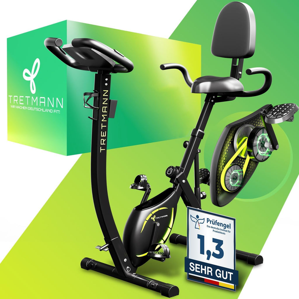 Tretmann NUEVA Bicicleta estática plegable 3 en 1 - extra silenciosa y cómoda - [SoftFoam] probada por DEKRA - con acceso bajo, bicicleta ergómetro para el hogar, bicicletas de fitness plegables