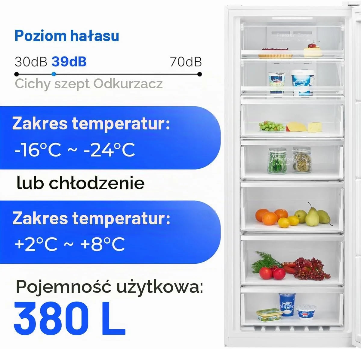 Zamrażarka Bomann® NoFrost, Szerokość 70 cm, 2 w 1 – możliwość przekształcenia w funkcję chłodzenia, Wysokość 186 cm, Klasa energetyczna D, Głęboka zamrażarka, 5 szuflad i 2 komory