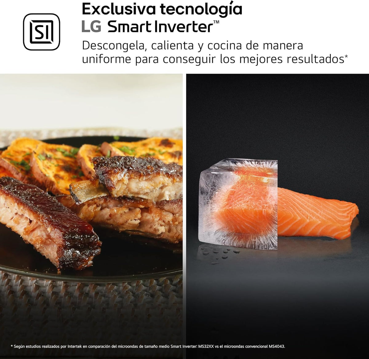 LG MH6535GIB - Microondas con grill, 1000 W, Smart Inverter, pantalla digital, color negro transparente, 1000 W, 25 l