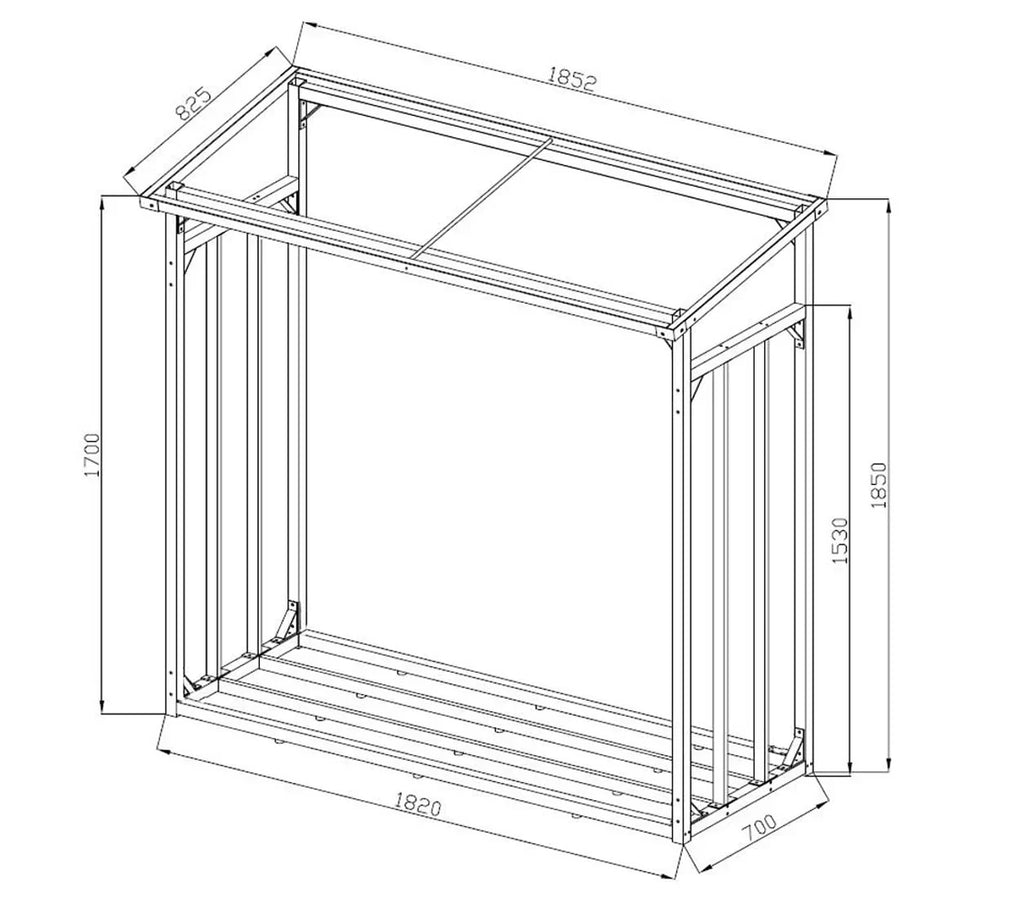 Estantería de metal para leña de exterior 185x70x185 cm Pro, perfil de acero de 40 mm, antracita, resistente a la intemperie, XXL 2,3 m³, soporte para apilado