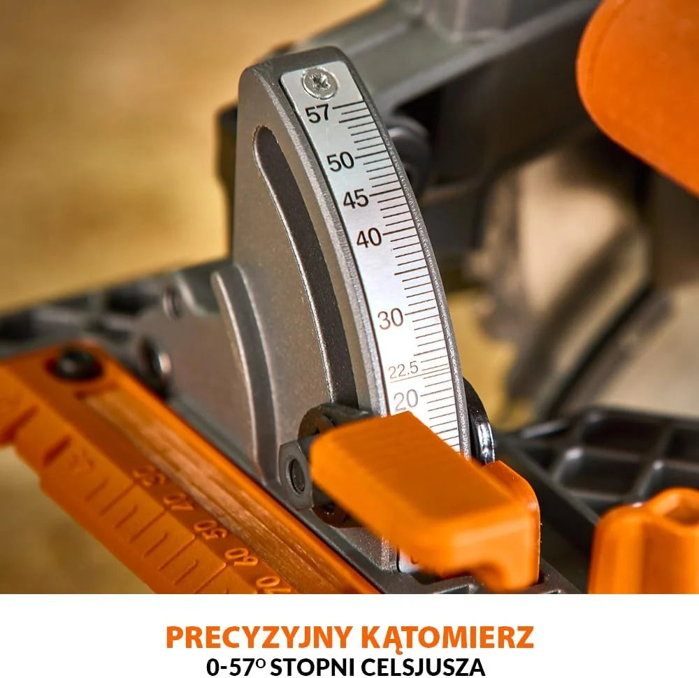 Evolution Power Tools R185CCS-Li Pilarka tarczowa akumulatorowa 18 V Li-Ion z tarczą TCT do wielu materiałów, do cięcia drewna, metalu, plastiku, z prowadnicą, akumulatorem i ładowarką, 185 mm