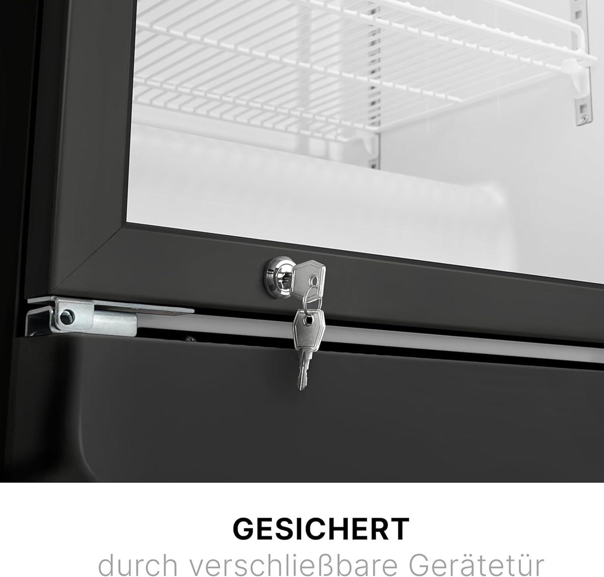 Refrigerador con puerta de cristal Bomann, refrigerador de bebidas con cerradura, 6 estantes de altura ajustable, 30 kg por estante, refrigerador grande de 347 litros, enfriador de botellas con luz LED KSG 7351 negro