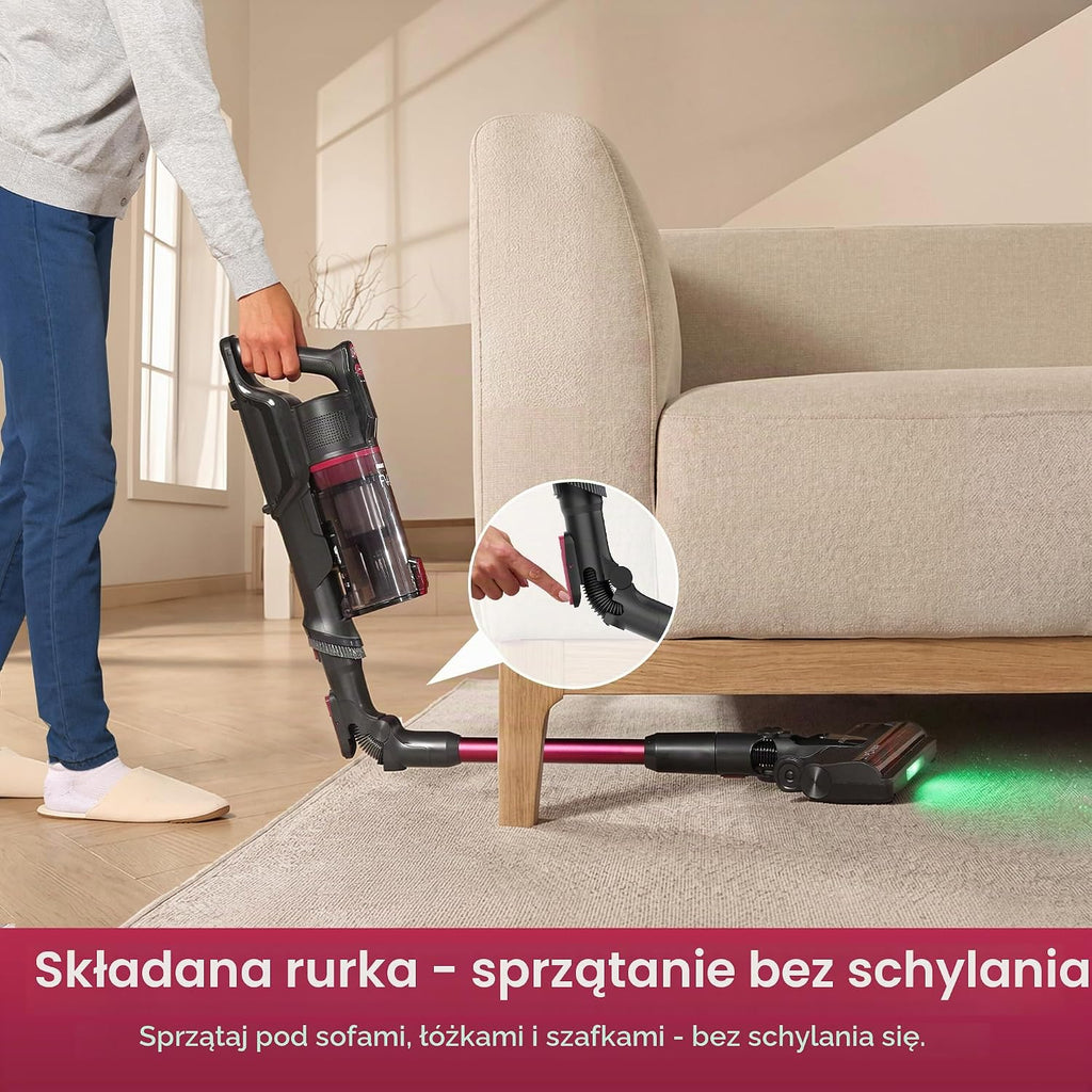 FAMIVAC FV3 Bezprzewodowy Odkurzacz Pionowy 60KPa/50Min/120㎡, Składana Rura, Samostojący, Antyplątaninowa Szczotka, Zielone LED, Odkurzacz Ręczny do Podłóg/Dywanów/Sierści