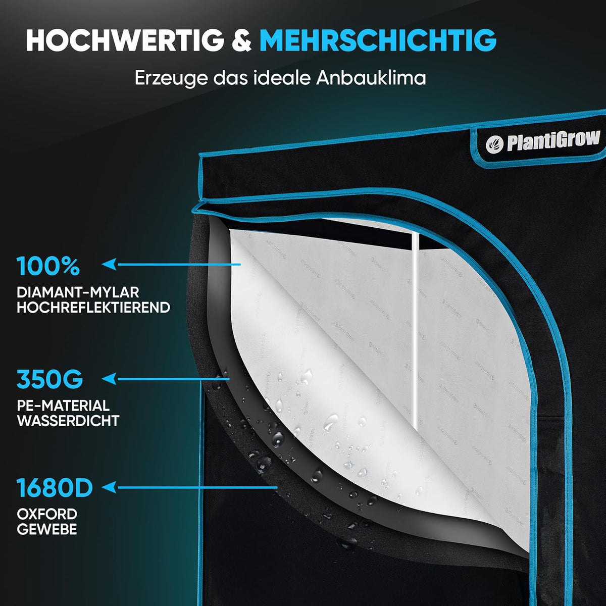 Kit de cultivo completo – Invernadero interior con lámpara LED de espectro completo de 150W (regulable), 1680D, filtro de carbón, extractor de aire en línea, tubo de extracción (80x80x180cm)