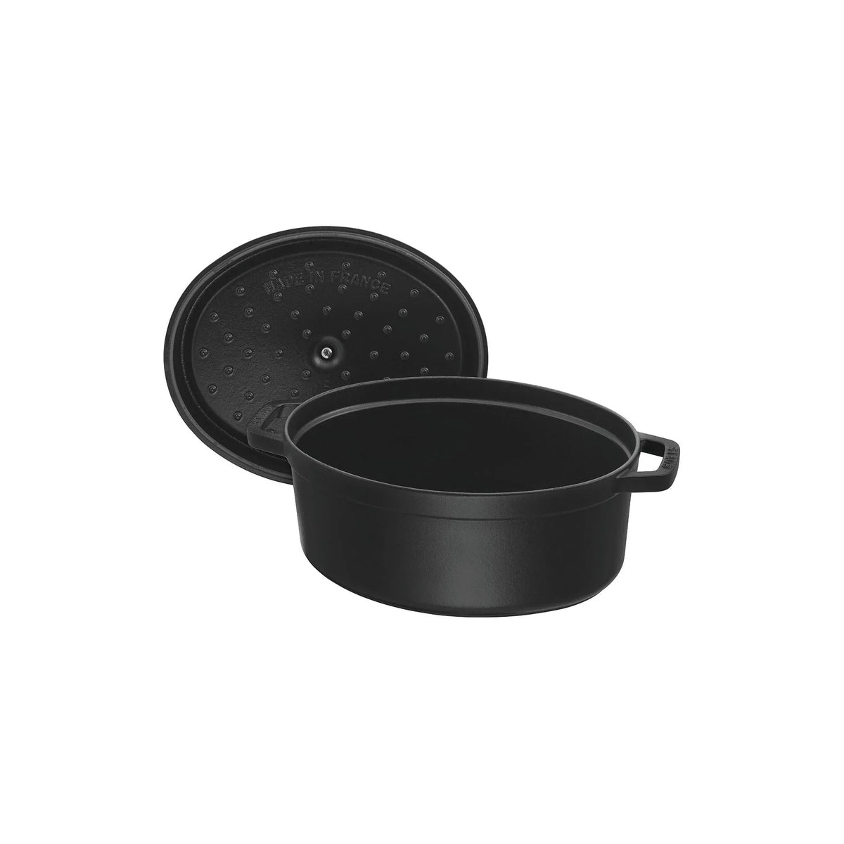 STAUB Cocotte fuente de hierro fundido con tapa, 33 cm, 6,7 L, ovalada, apta para inducción, fabricada en Francia, negro