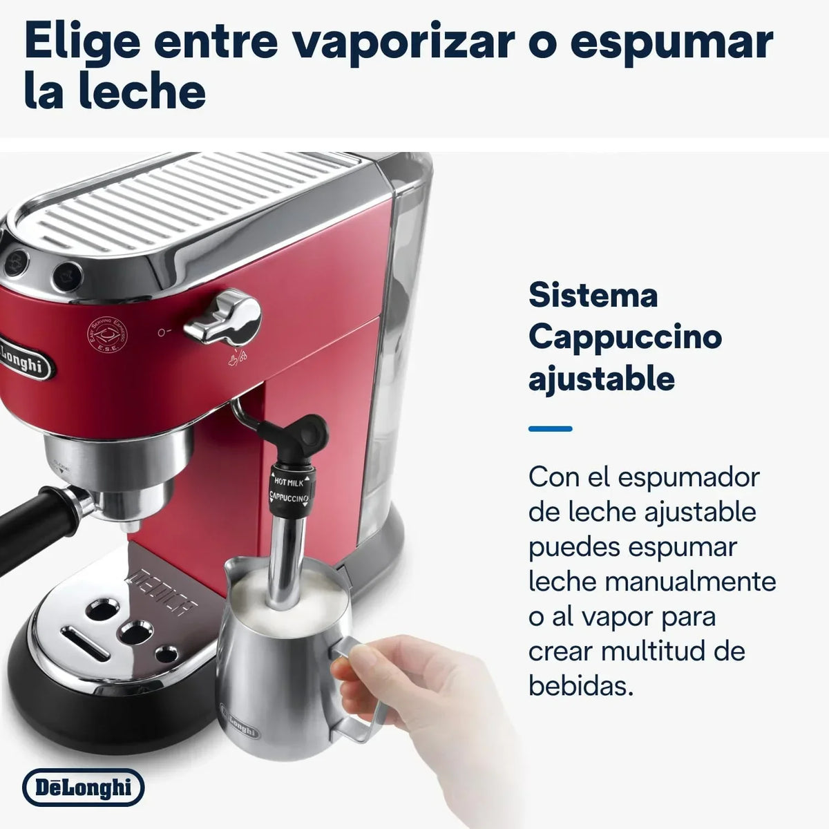 De'Longhi Dedica – Cafetera de bomba de acero inoxidable para café molido o monodosis, espresso y capuchino, depósito de 1,3 litros, sistema antigoteo, modelo EC685.M, color metal