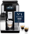 De'Longhi ECAM612.55.SB PrimaDonna Soul Automatyczny Ekspres do Kawy Ziarnistej, 1450 W, 2 Filiżanki, System LatteCrema, Technologia Bean Adapt, Stal i Plastik, Srebrny, Czarny