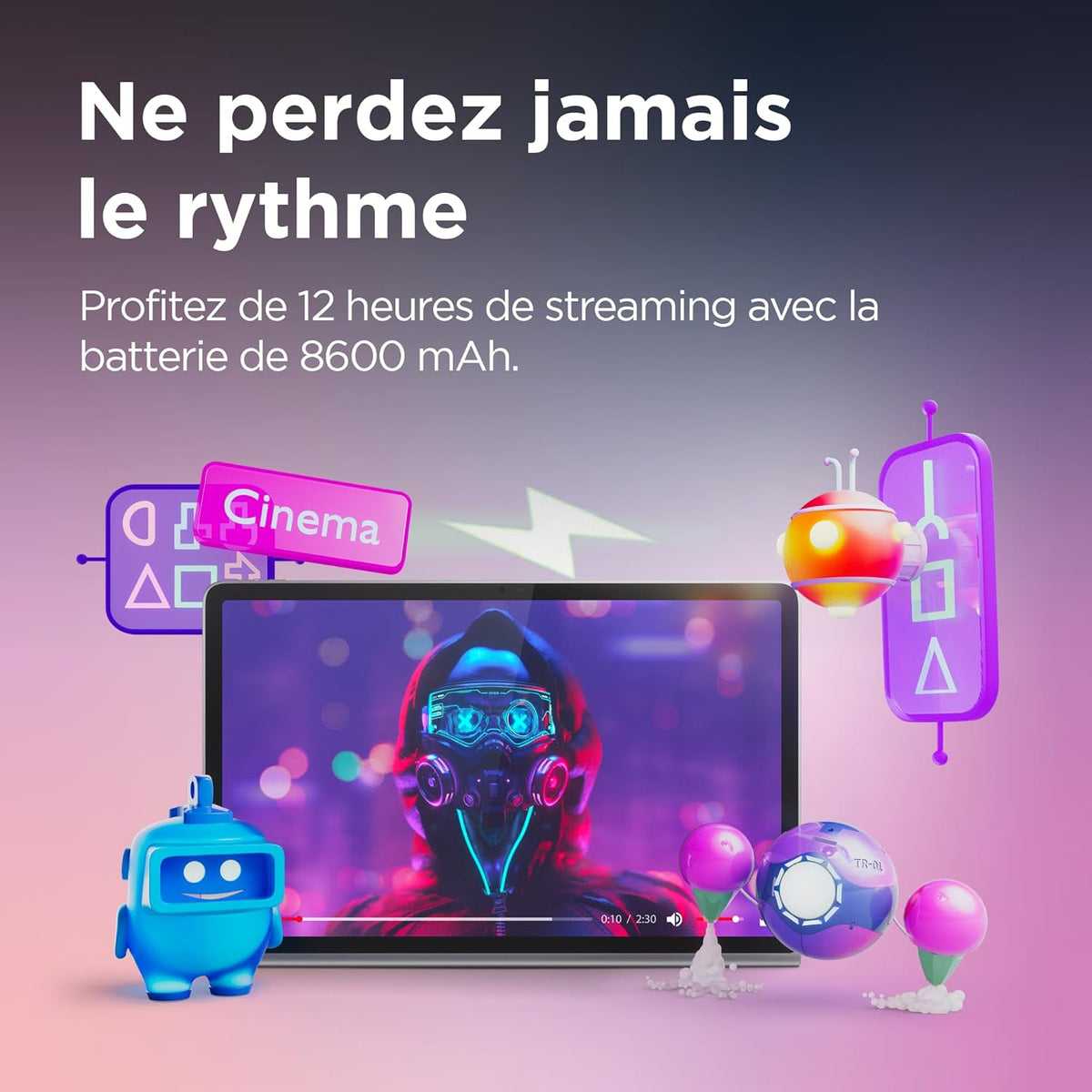 Lenovo Tab Plus - Tablette Tactile 11.5 2K Full HD Dolby Atmos JBL (Mediatek G99, 8 Go de RAM, 128 Go eMMC, Android 14, WiFi+Bluetooth) - Luna Grey