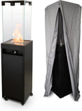 Calefactor de terraza Planika Faro, propano, negro, 8 kW, portátil, de pie, con funda para exteriores, 36x36x150 cm