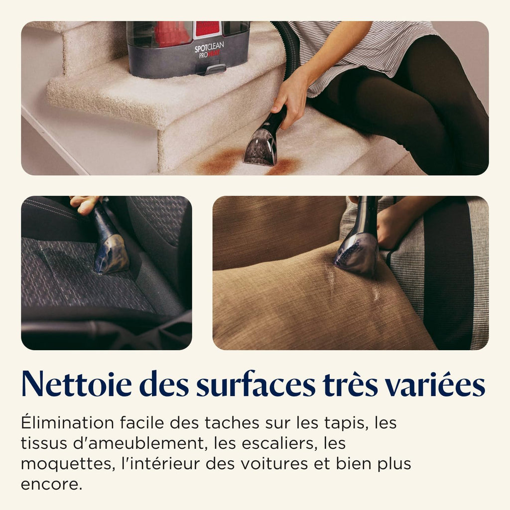 BISSELL SpotClean ProHeat, Limpiador de Tapicerías, Motor Potente de 330 W, Diseño Compacto, con Tecnología HeatWave, Limpiador para Alfombras, Moquetas, Muebles, Telas, Coche y Más, 36988