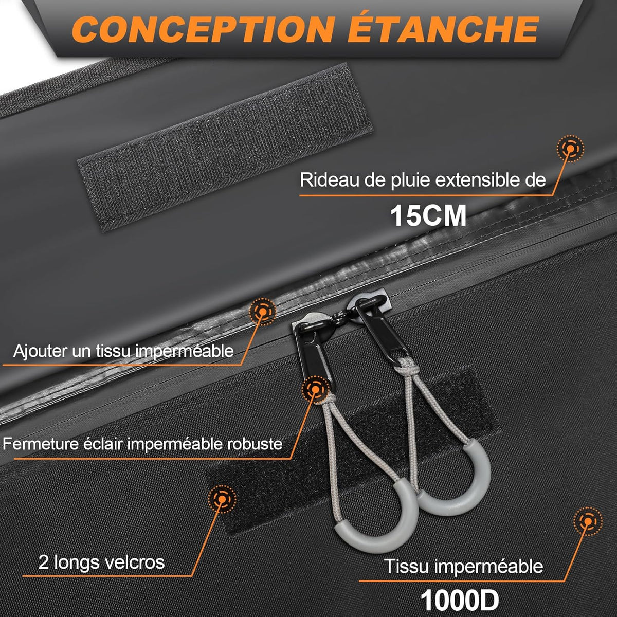 Cofre de techo Sailnovo, 580 l, cofre de techo impermeable con o sin barras de techo, 6 ganchos de seguridad y bolsa de almacenamiento incluidos.