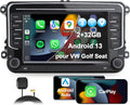 MRSXWPY Autorradio 2 DIN, Radio de coche de 7" para VW Golf, Passat, Seat, Touran, Skoda, CarPlay y Android Auto, Controles en el volante, Pantalla táctil y botones físicos, EQ, FM, Navegación GPS, MirrorLink