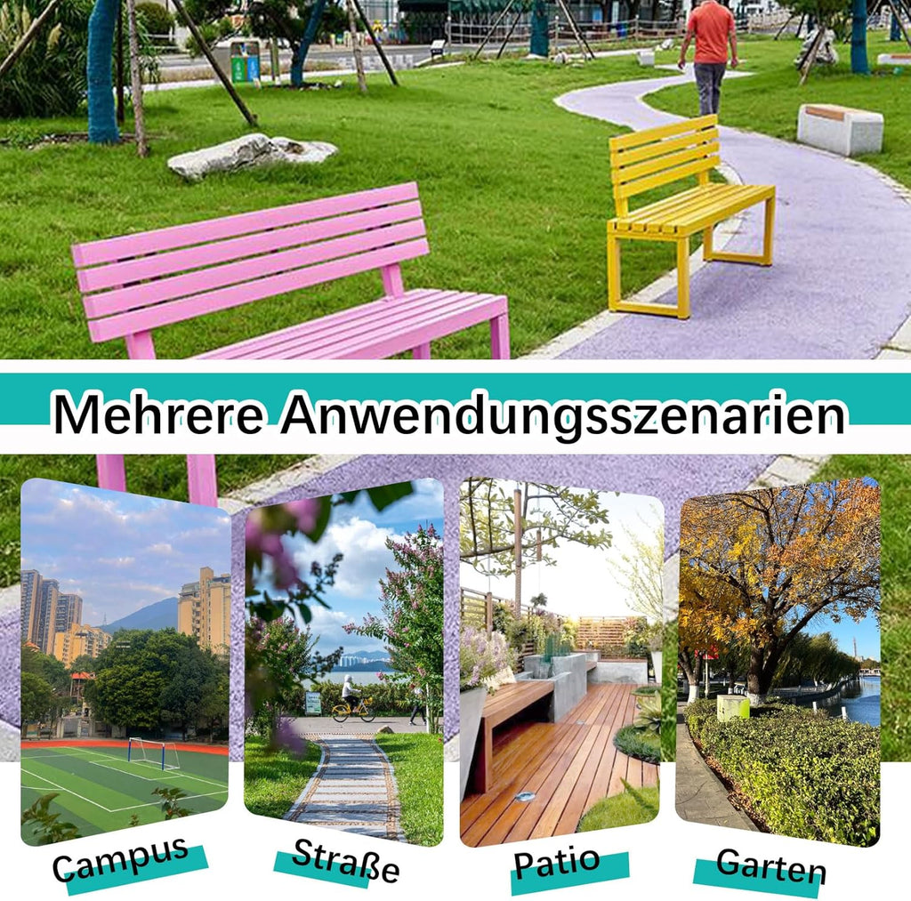 Banco de jardín, banco de exterior resistente a la intemperie, banco de acero metálico, banco de metal para jardín, 100/120/150 cm, con respaldo, capacidad de carga de hasta 200 kg, para terraza, parque, césped, patio, de 2 a 4 plazas, 150×40×85 cm - Rojo