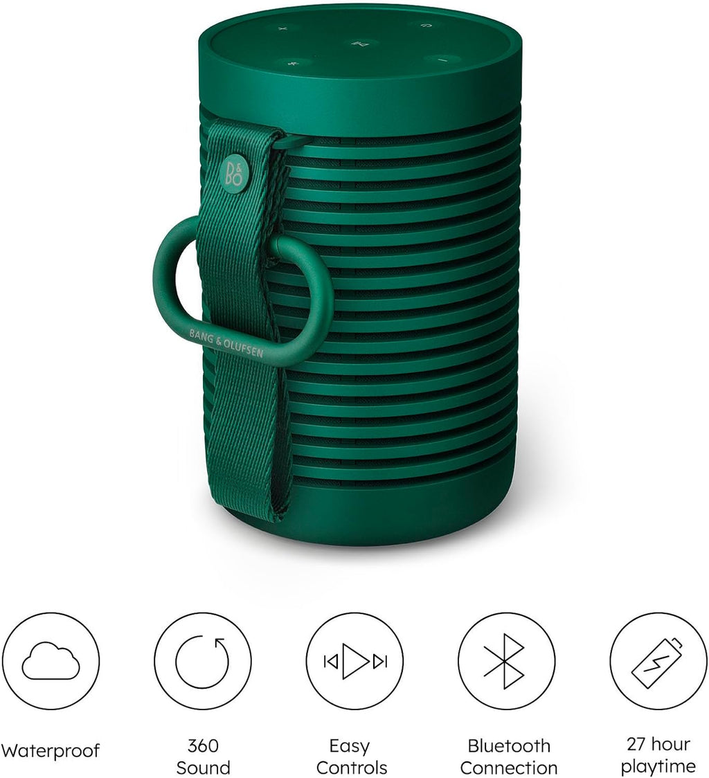 Bang & Olufsen Beosound Explore – Altavoz Bluetooth inalámbrico portátil para exteriores, hogar y viajes, 27 horas de autonomía, resistente al agua, sonido 360° + cable de carga USB-C – Negro antracita
