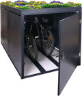 Garaje para 2 bicicletas Mendler con jardinera HWC-L56bAM, caja para bicicletas, acero galvanizado con cerradura 125x113x208cm - antracita