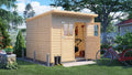 Caseta de jardín Alster, cobertizo de madera para herramientas, 251x254x210 cm, techo inclinado, incl. suelo, cobertizo de almacenamiento para jardín, cobertizo para bicicletas, 6m², pared de 19mm, acabado natural