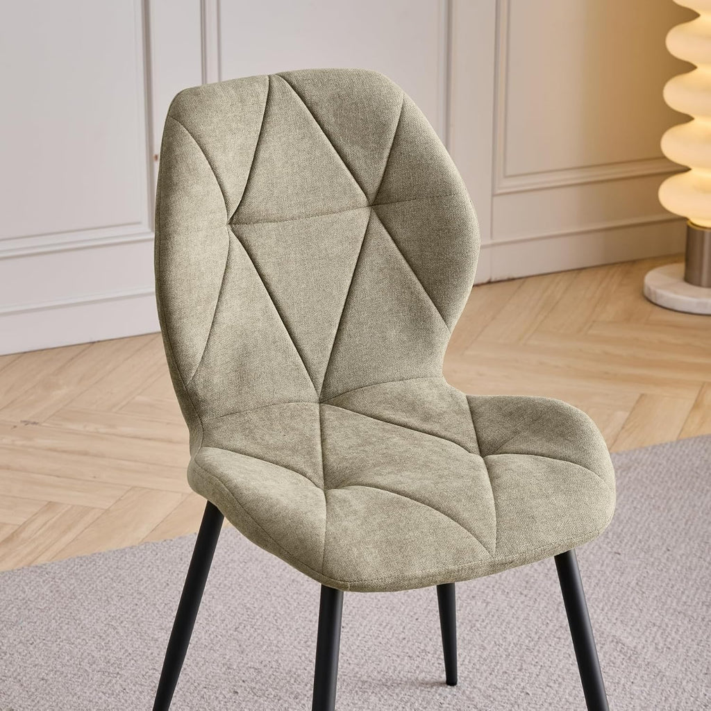 Juego de mesa de comedor y sillas, mesa de comedor redonda de 100 cm y 4 sillas modernas de lino, para comedor, cocina, sala de estar (oscuro + verde)
