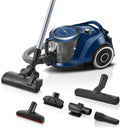 Aspiradora sin bolsa Bosch Serie 6 BGC41X36, aspiradora de trineo, ideal para alérgicos, filtro higiénico, boquilla para parqué, alfombras y baldosas, gran potencia de succión, silenciosa, 700 W, azul