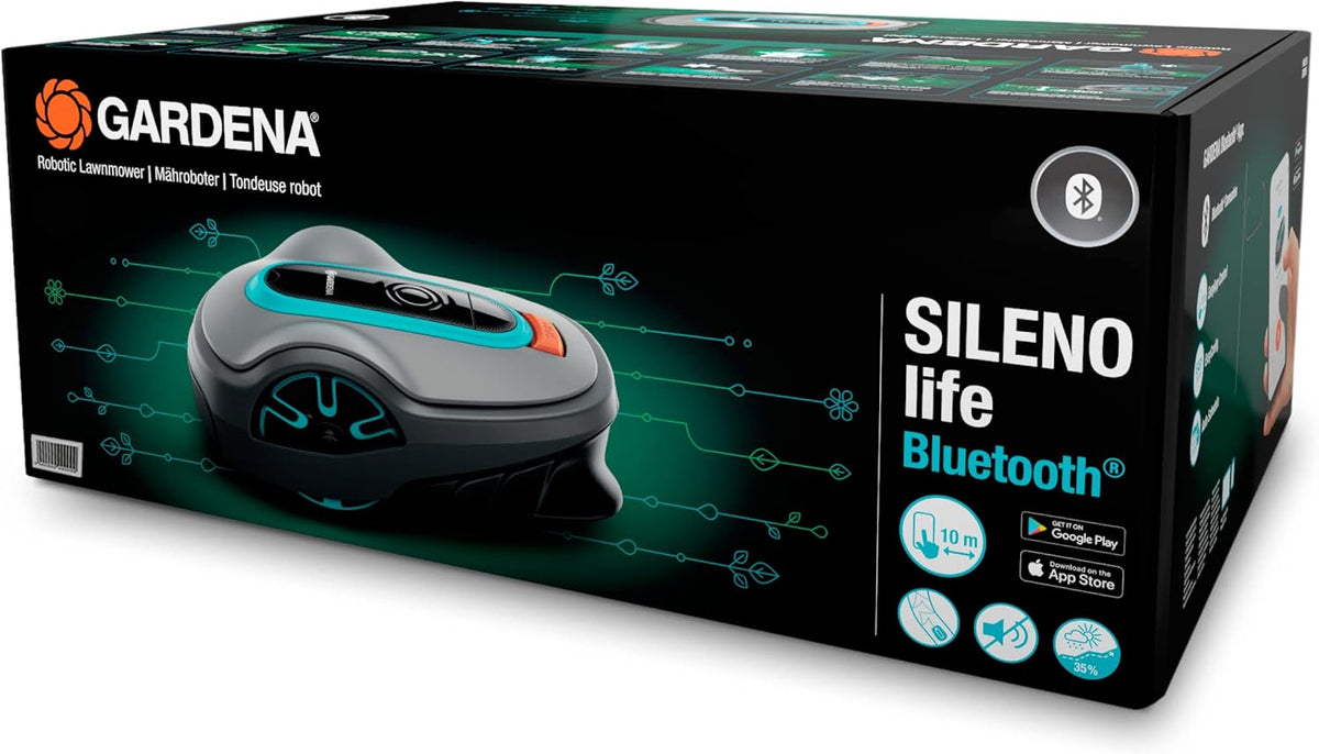 Robot cortacésped Gardena SILENO minimo 250 m²: cortacésped inteligente con conectividad óptima, programable mediante la aplicación Gardena Bluetooth, versión alemana (15201-20)