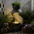 Fuente de jardín Bumilgar, fuente ornamental, fuente de interior, fuente con luz LED, cascada, juego de agua para jardín, balcón, terraza, 82 cm