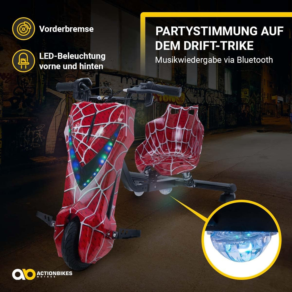 Actionbikes Motors Patinete Eléctrico Infantil para Derrapes | Motor de 𝟐𝟓𝟎 W - Carrito de Derrape 360° - 3 Niveles de Velocidad - Iluminación LED - Asiento Ajustable - Bluetooth - Kart de Derrape - Coche de Derrape (Space Purple)