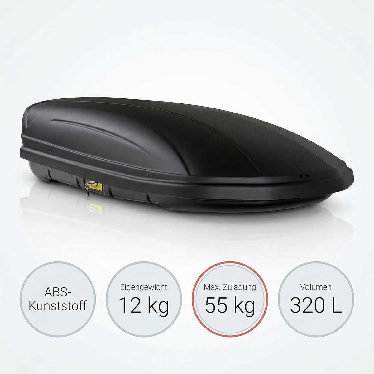 Cofre de techo VDP-MAA320 negro mate, portaequipajes de coche bloqueable, 320 litros