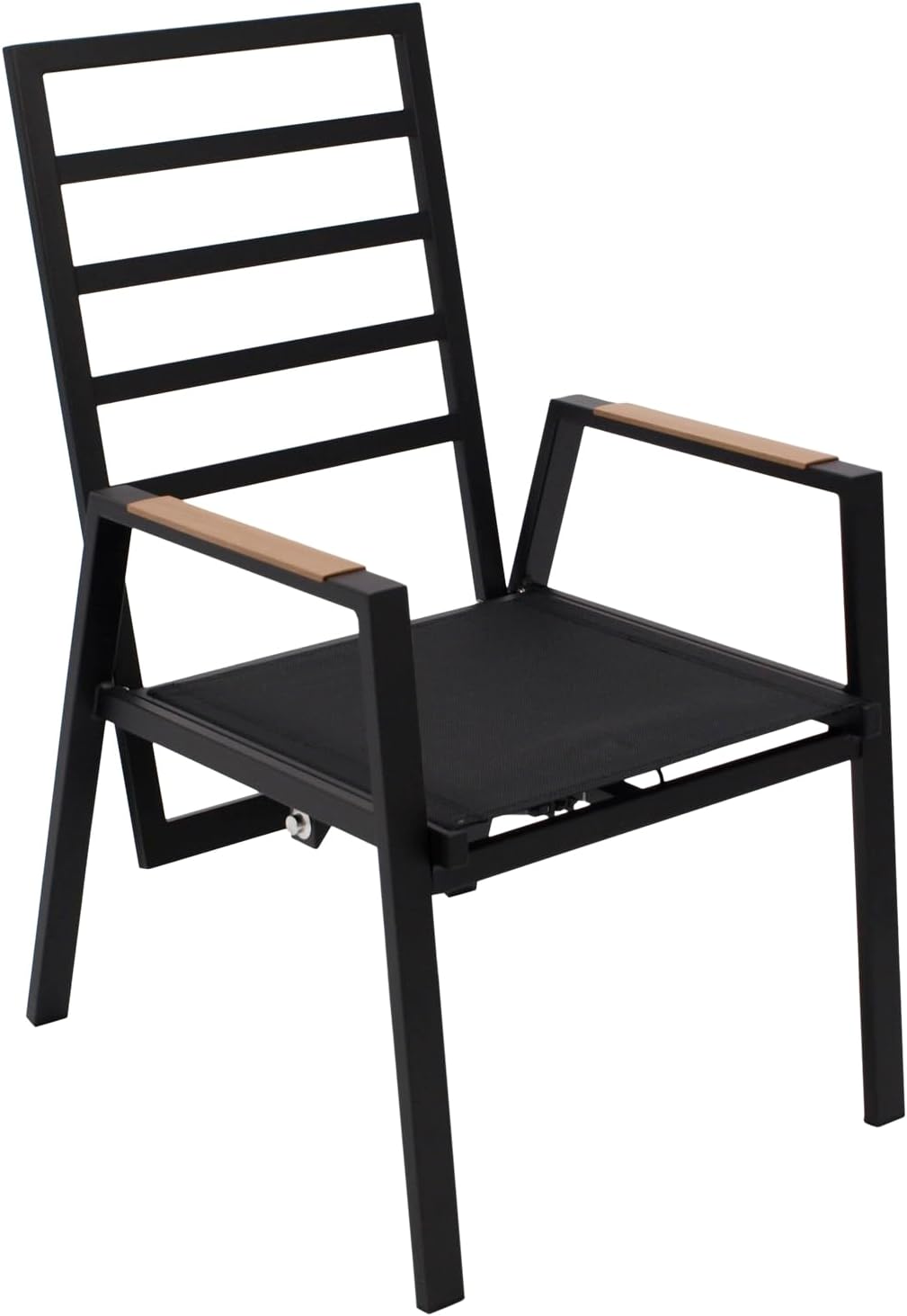 Sillón de jardín DEGAMO Bilbao con respaldo alto, aluminio resistente a la intemperie color antracita, reposabrazos con efecto madera, reclinable sin niveles, cojines grises, resistente a la intemperie, exterior