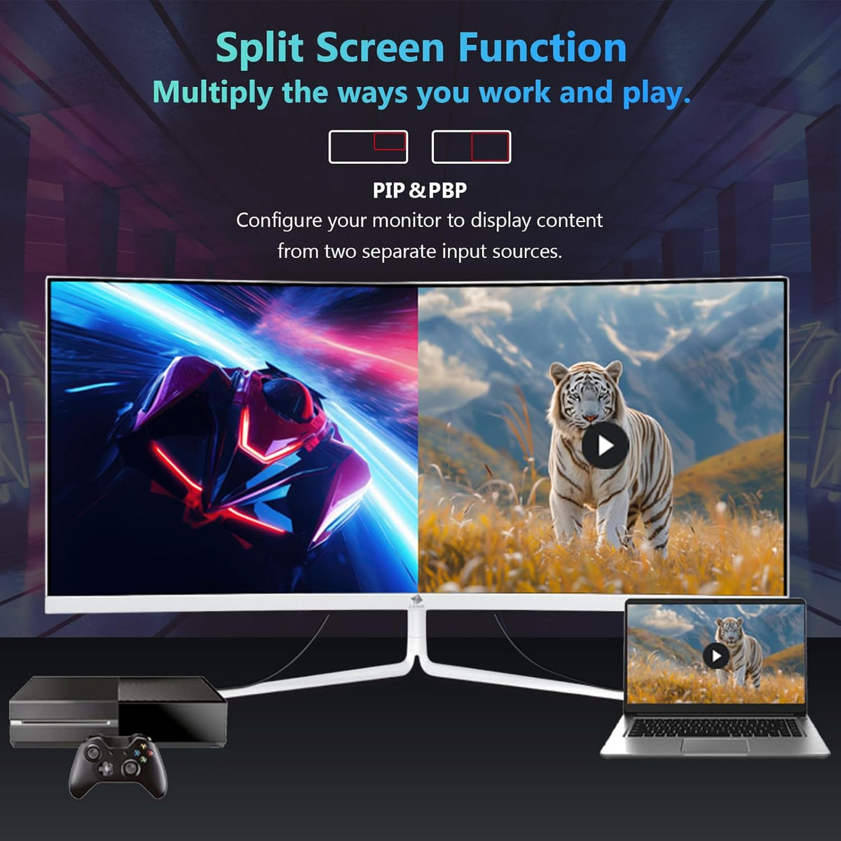 Monitor Gamer Curvo Z-Edge Blanco 30'' 200Hz, 1ms, 2560x1080, FreeSync, Monitor Gaming Blanco Ultra ancho 21:9, Inclinación Ajustable, 1500R, 2×HDMI2.0 & 2×DP1.4, RGB, VESA 75*75mm (Cable DP incluido)