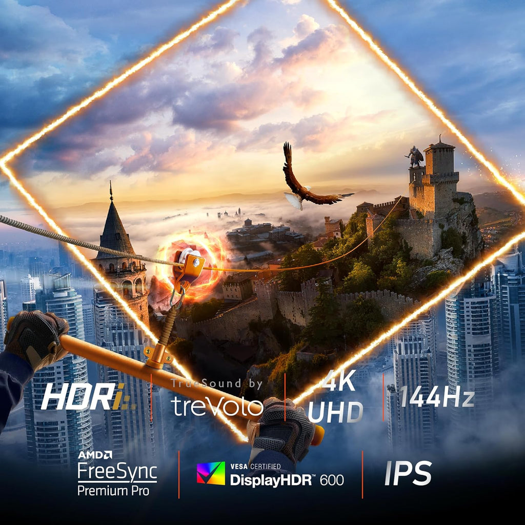 Monitor gaming 4K BenQ MOBIUZ EX3210U (32 pulgadas, IPS, 144 Hz, 1 ms, HDR 600, HDMI 2.1, ancho de banda completo de 48 Gbps, compatible con VRR para PS5, control remoto)