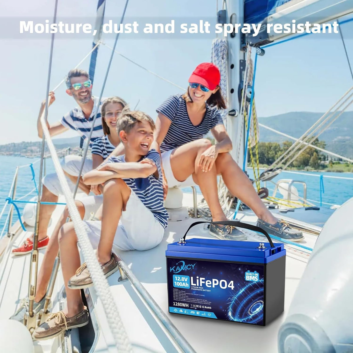 Batería LiFePO4 de 12V 100Ah, batería de litio con BMS de 100A y 15000 ciclos profundos, potencia máxima de 1280W, para autocaravanas, sistemas solares, embarcaciones, hogar y camping (2 unidades de 12.8V 100Ah)