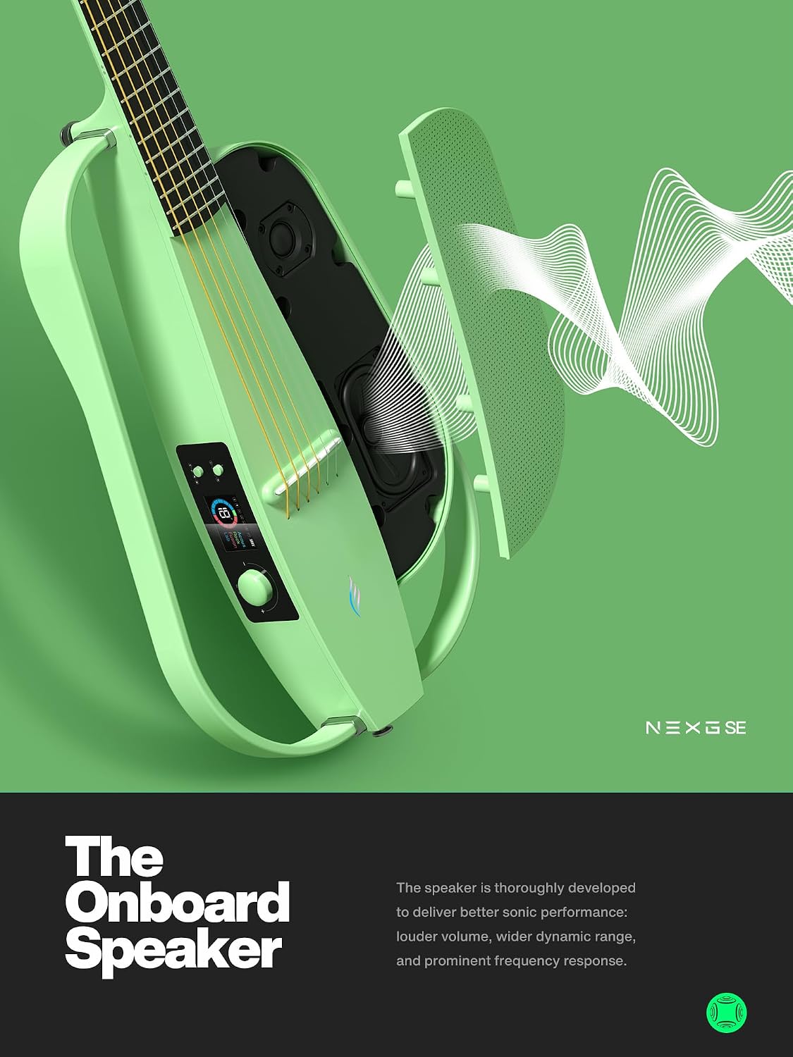 Set de guitarra Enya NEXG SE - Guitarra profesional de fibra de carbono de 38 pulgadas en verde, guitarra acústica eléctrica con audio inteligente para adultos, niños, principiantes, viajes, hogar, escuela, fiestas, conciertos, regalo festivo