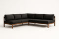 Sofá rinconero modular negro con estructura de madera 300x300x85 cm