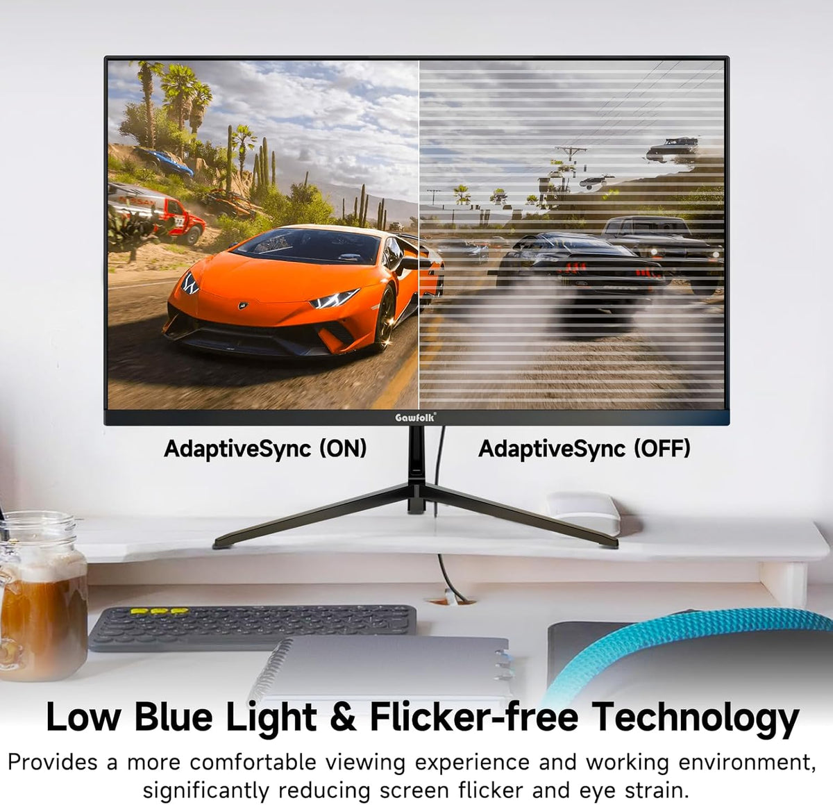 Monitor Gawfolk 4K IPS de 27 pulgadas y 60 Hz, pantalla de PC UHD de 3840 x 2160p, monitor de computadora sin marco para oficina en casa, DP, HDMI, VESA 75 x 75 mm