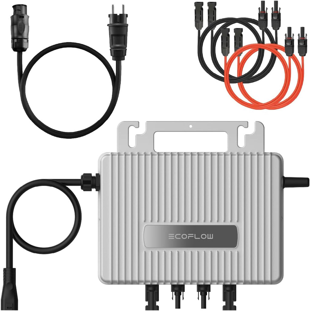Microinversor EcoFlow Stream 800W 0% IVA, inversor solar inteligente con Wi-Fi para sistemas fotovoltaicos de balcón, inversor fotovoltaico para 2 paneles solares, 2 MPPT, aplicación, incluye cables AC y DC