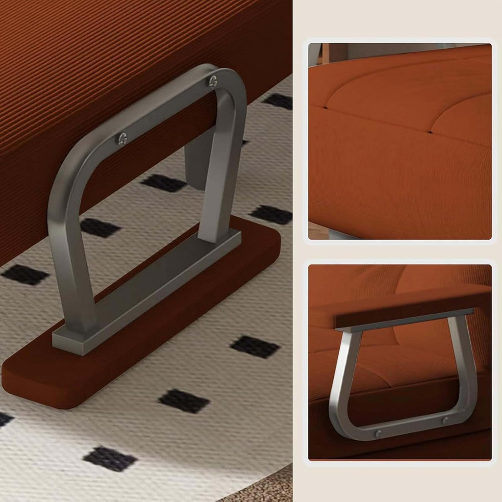 Sillón convertible individual, sofá cama, sillón cama plegable 3 en 1 para espacios pequeños, respaldo de 5 niveles, con cojín, apoyabrazos y patas de metal, C, ancho 65 cm