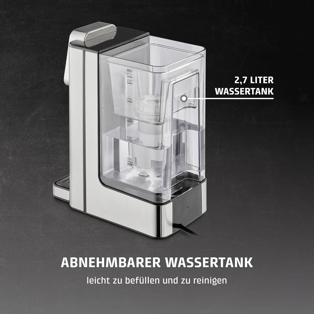 Dispensador de agua caliente CASO HW 660: agua caliente en pocos segundos, ahorra hasta un 50% de energía en comparación con los hervidores de agua, 8 niveles de cantidad, apto para comida de bebé, recordatorio de descalcificación integrado