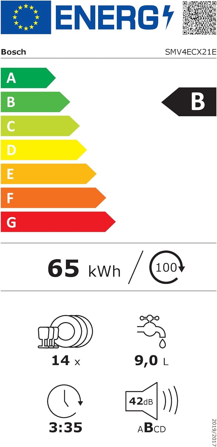 Bosch Serie 4, Lavavajillas totalmente integrable, 60 cm, SMV4ECX21E