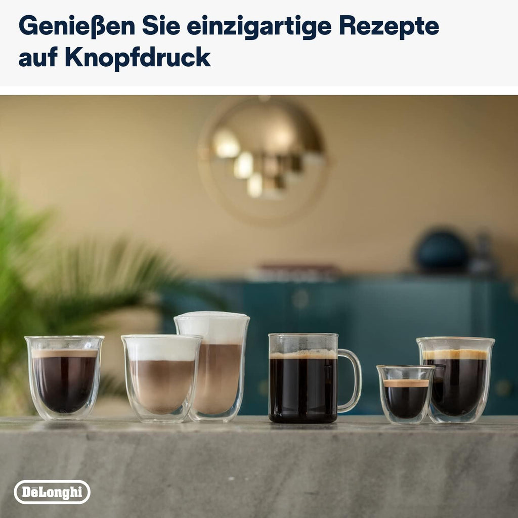 Cafetera superautomática De'Longhi PrimaDonna Soul Perfetto ECAM 612.55.SB con sistema de leche LatteCrema y tecnología Bean Adapt, 18 recetas, pantalla a color, control por aplicación, plateado/negro