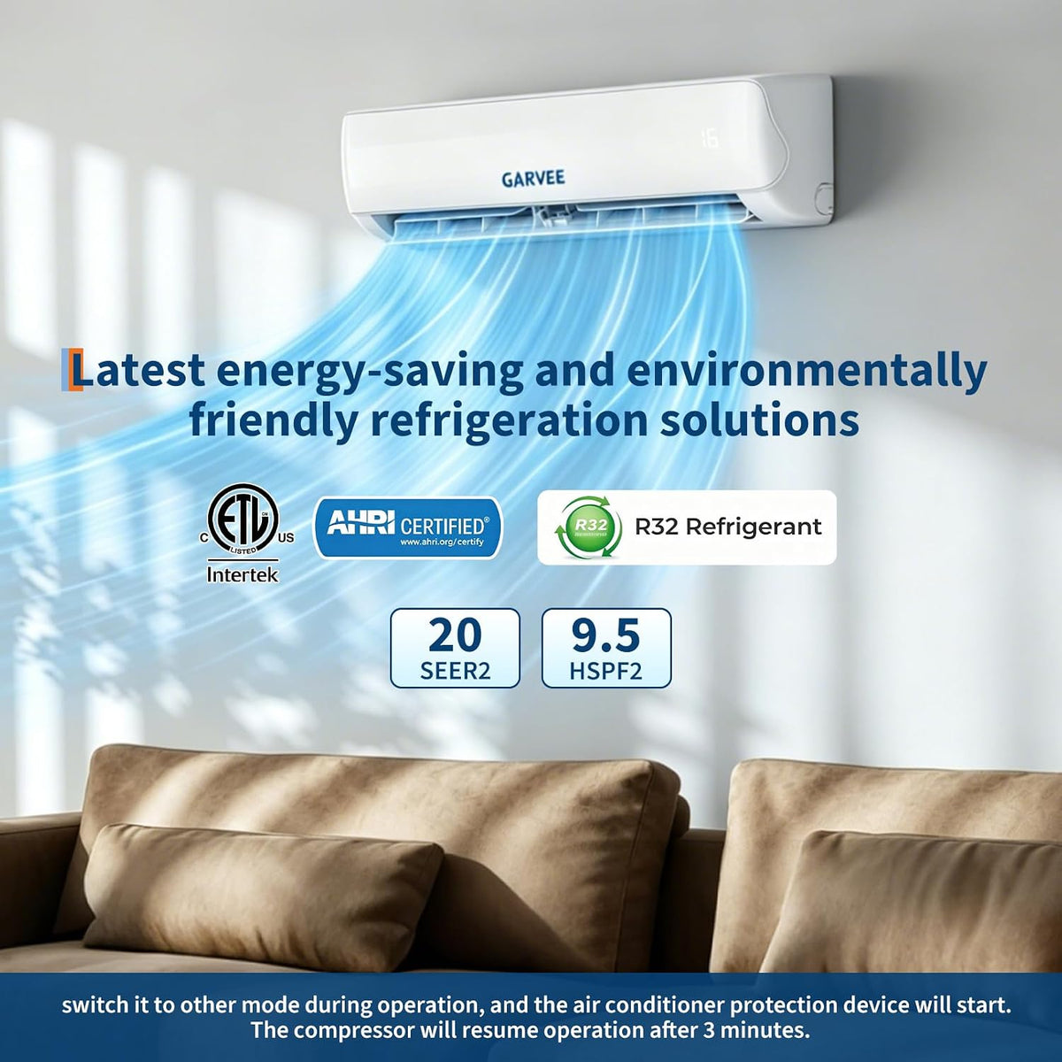 Klimaanlage Split - 12000 BTU (3.5 kW), Inverter Klimagerät mit Heizfunktion,Kühlen A++/Heizen A++, WiFi & App, Kältebringer Split Klimaanlage Wandmontage, bis 100qm, sehr leise,R32, Montagematerial