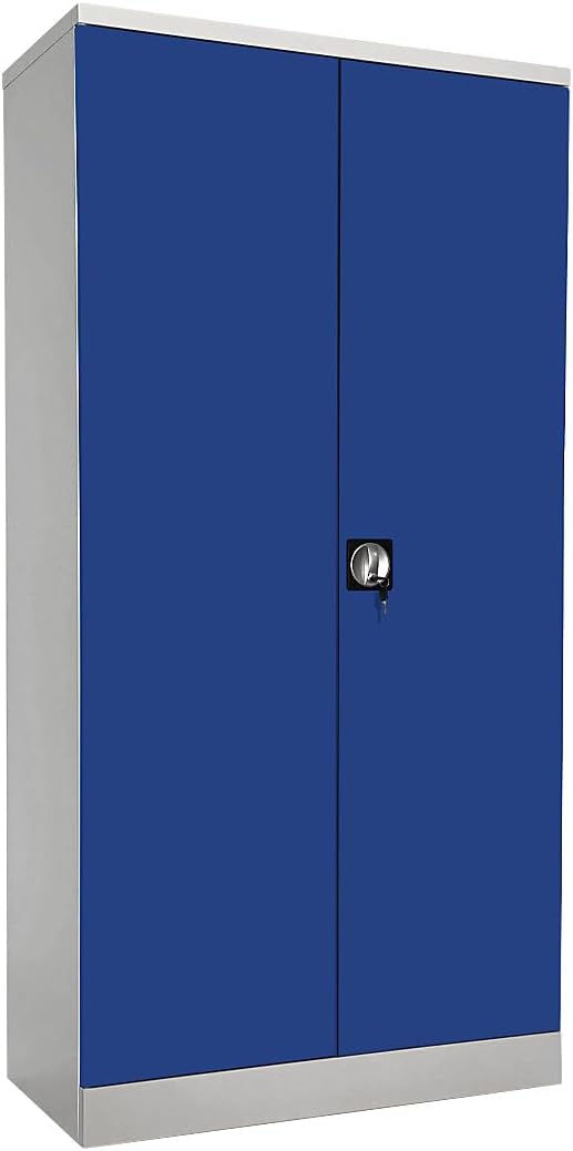 eurokraft | Armario metálico Nilas | con 4 estantes | Al x An x Pr 1950 x 915 x 421 mm | gris luminoso/azul genciana