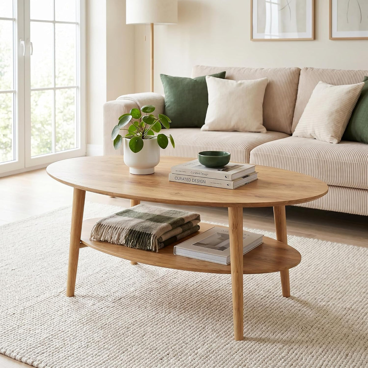 Mesa de centro ovalada skølm Mjölnir 70x110 cm, roble macizo, acabado natural aceitado