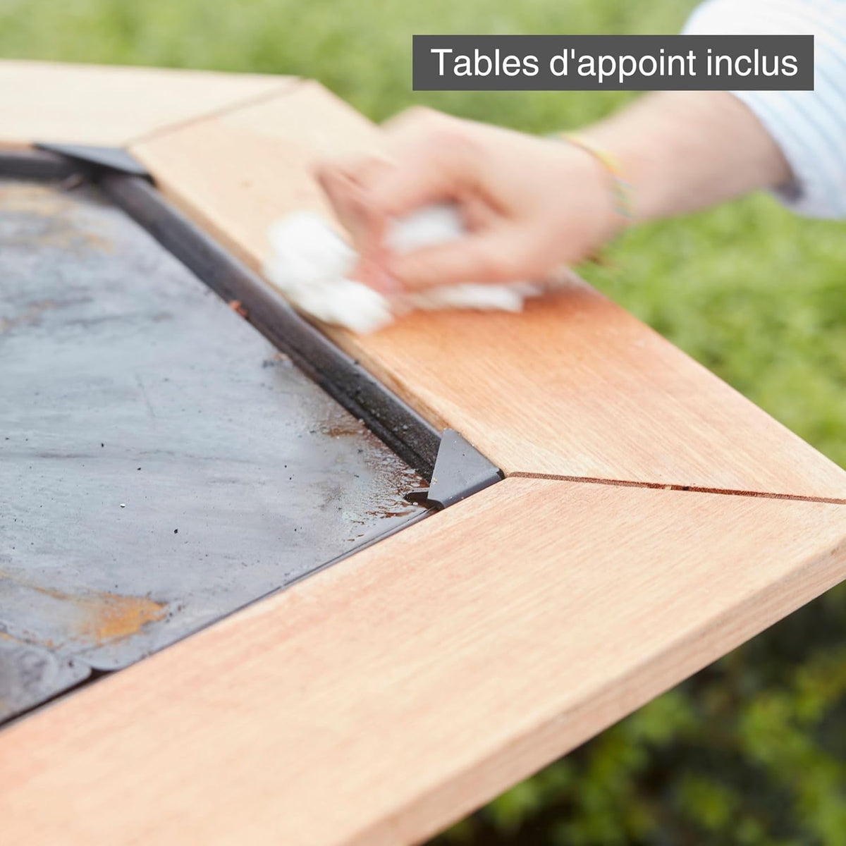 Barbacoa brasero Barbecook Nestor Original, barbacoa de leña para exteriores con plancha, mesas auxiliares y parrilla elevada de acero corten, 128x120x120cm