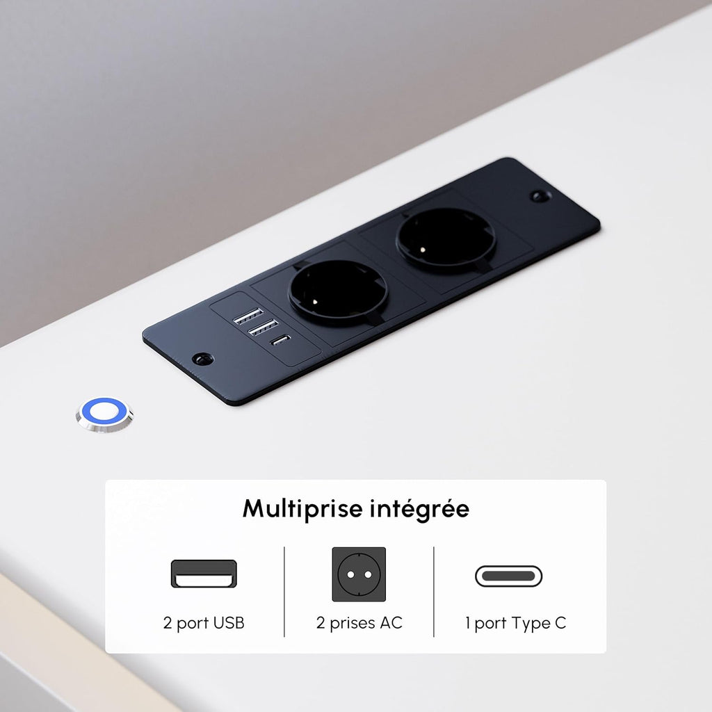 Tocador Homary con iluminación, tocador moderno con diseño extensible, iluminación LED regulable y estación de carga integrada para sus herramientas de belleza